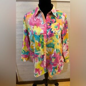 Ralph Lauren Bright Floral Button-Up in Pink, Orange & Teal